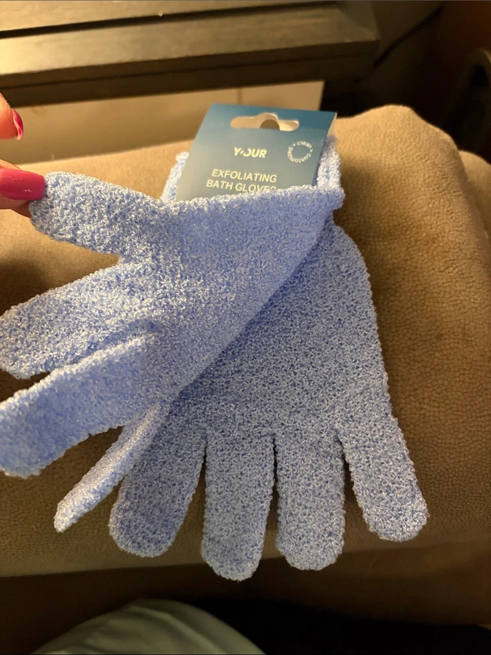 Your Light Blue Exfoliating Bath Gloves